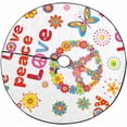 thumbnail image 1 of FMSHPON Flower Power Peace Sign Xmas Christmas Tree Skirt Stand Mat for Holiday Party Decoration Indoor Outdoor 36 inches, 1 of 3