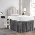 thumbnail image 5 of Dorm Bed Skirt Twin XL Size 40 inch Drop Dark Grey Solid Bed Skirt Stylish Ruffled Pattern Split Corner Easy Fit Easy Care Fade & Wrinkle Resistant-Polycotton Made, 5 of 7