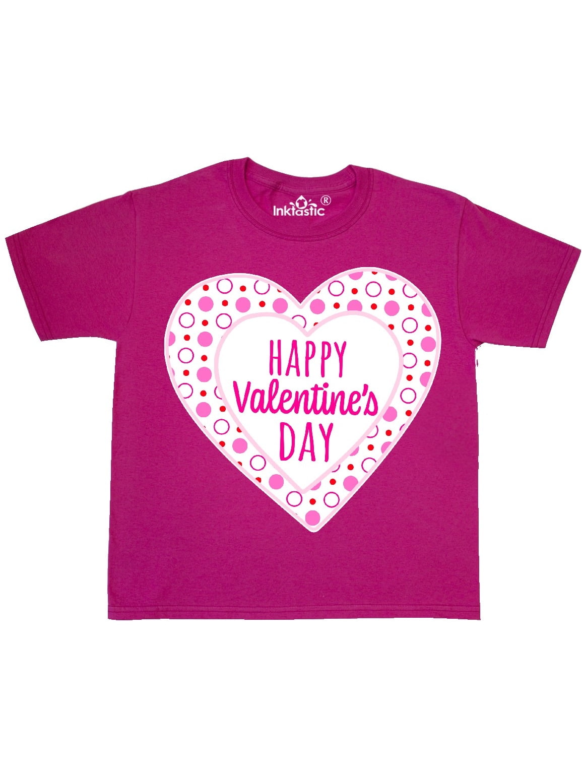 Happy Valentine's Day Pink Hearts and Dots Youth T-Shirt ...