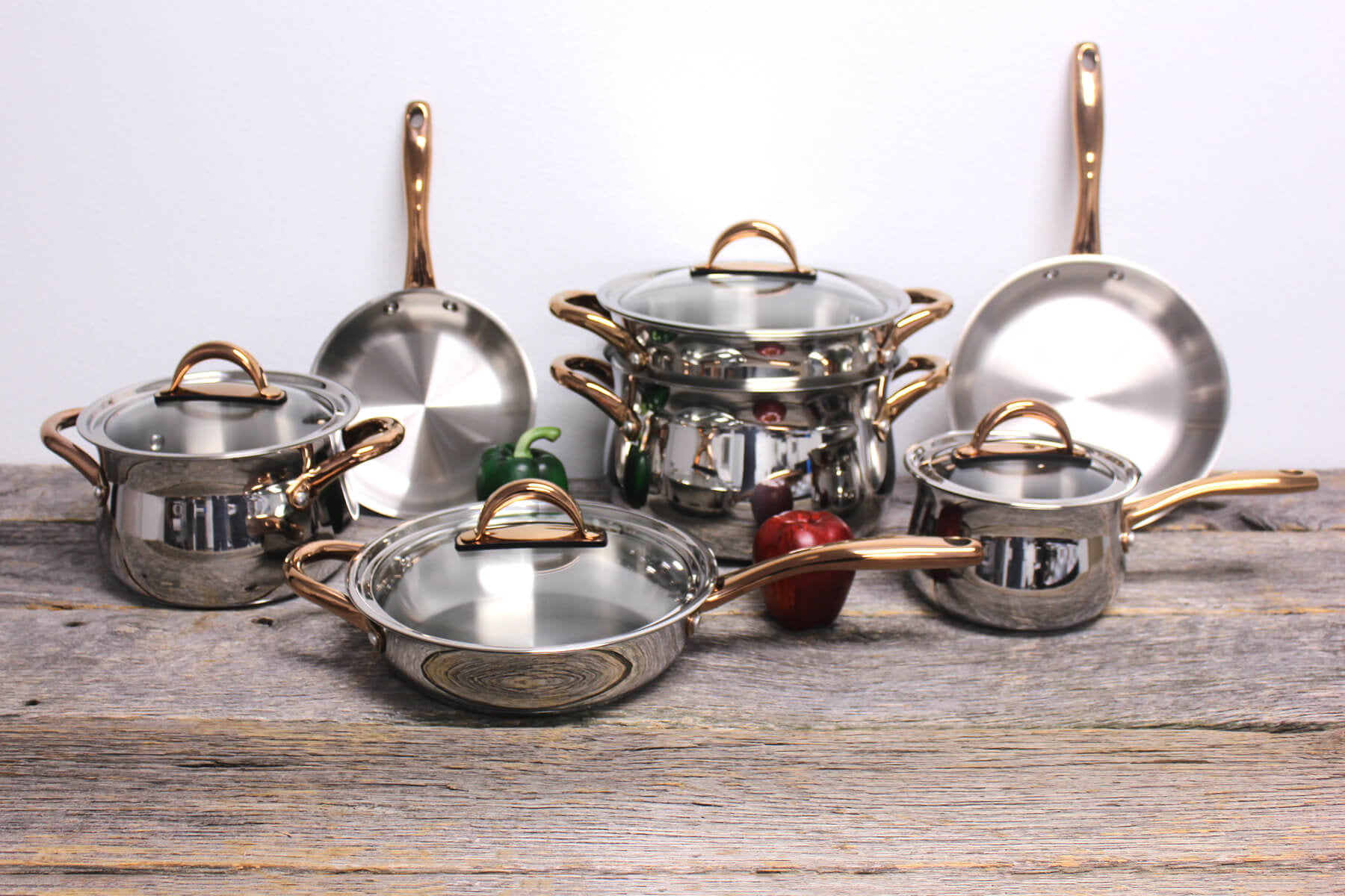 Ouro Gold 11Pc 18/10 SS Cookware Set, Metal Lids - Bed Bath & Beyond -  30502612