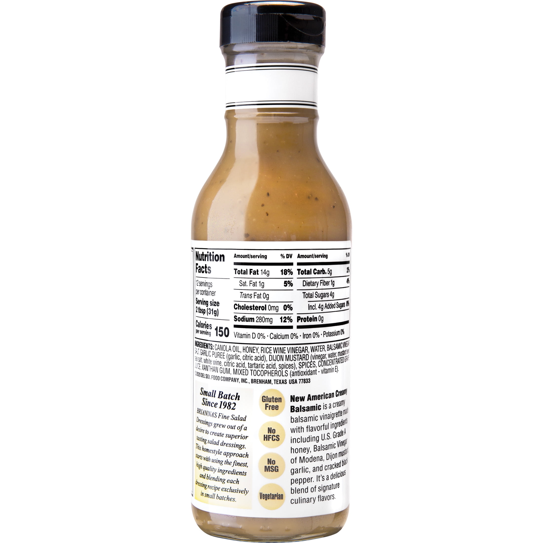 (6 pack) Briannas New American Creamy Balsamic Vinaigrette Dressing, 12 fl oz