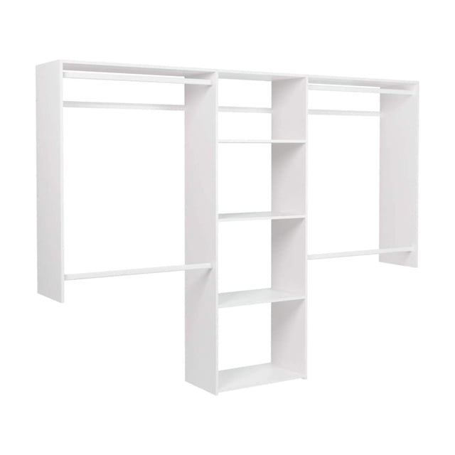 Easy Track Deluxe Starter Closet Storage Organizer System with Shelves, White