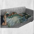 thumbnail image 6 of Mermaid Soft Flannel Fleece Throw Blanket, Aqua Color Hair Mermaid in Waterfront Touching Magnolia Flowers, Cozy Plush for Indoor and Outdoor Use, 70" x 90", Sea Green Petrol Blue, by Ambesonne, 6 of 6