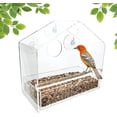 thumbnail image 1 of Comedero de acrílico transparente para pájaros con ventana con ventosas, gran capacidad para pájaros salvajes al aire libre (tarifa de la casa, 1 of 1