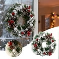thumbnail image 2 of Blue Christmas Wreath for Front Door 11.8 Inch, Artificial Xmas Wreath with Bow, Pinecones and Berry Ornaments, Merry Christmas Garland for Holiday Party Indoor Outdoor Decor, 2 of 6