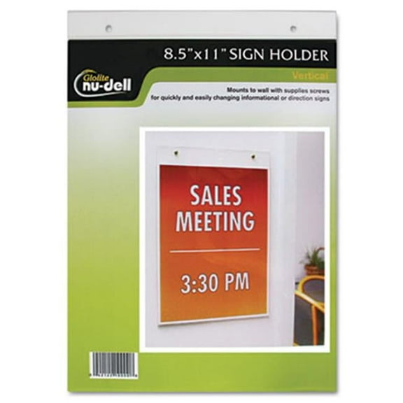Nu-Dell  Clear Plastic Sign Holder  Wall Mount  8 1/2 x 11