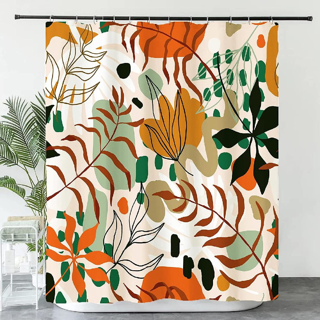 Abstract Boho Shower Curtain Plant Bohemian Shower Curtains for