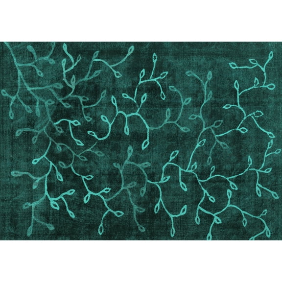 Ahgly Company Machine Washable Indoor Rectangle Persian Turquoise Blue Bohemian Area Rugs, 5' x 7'