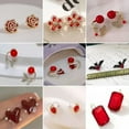 thumbnail image 3 of GKNET Elegant Red Pearl Cubic CZ Zircon Ear Earrings Stud Drop Dangle Women Jewellery-3.Square, 3 of 9