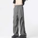 thumbnail image 1 of Pantalones largos para hombre, de color liso, holgados, informales, con bolsillos, funcionales, con cordón, de trabajo, de poliéster., 1 of 6