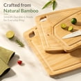 thumbnail image 6 of Astercook 4-Piece Bamboo Cutting Board Set with Holder, Natural Wood Cutting Boards with Juice Grooves and Easy-Grip Handles, Kitchen Chopping Boards for Prep and Serving, 6 of 9