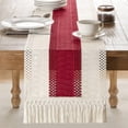 thumbnail image 2 of Camino de mesa ZeeMart, estilo macramé, bicolor, 35 x 275 cm, rojo y marfil, 2 of 7