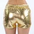thumbnail image 3 of WTXUE Leather Pants, Women's Pants Drawstring Sparkly Elastic Outfit Yoga Shorts Shiny Waist Booty Dance Pants Women's Rave Pants, Pantalones De Mujer, 1-Gold, 3 of 8