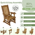 thumbnail image 5 of Fortune Candy 37.6 in. Wood Patio Glider with Deep Contoured Seat, Heavy Duty 600 lbs, for Outdoor Patio Garden, Teak Tone, set of 2, 5 of 5