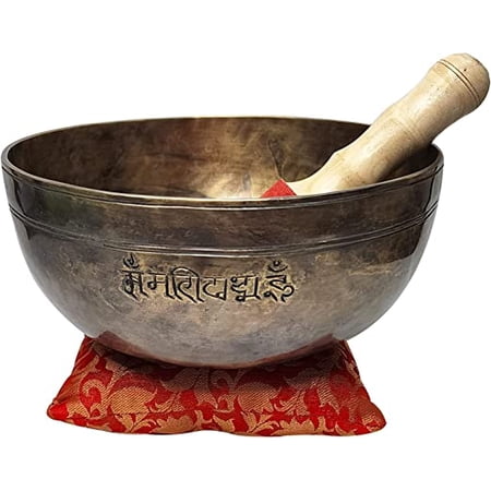 Devyom 11 Large Hand Hammered Himalayan Full Moon Singing Bowl Meditation Healing Bowl With Mallet And Silk Cushion
