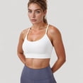 thumbnail image 6 of Women's Scoop Neck Sports Bra with Thin Straps Smooth Stretch Fabric Removable Pads Low Impact Support - Medium, White, 6 of 7