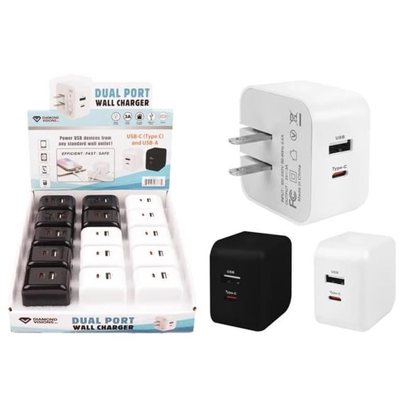 2 PRT USB WL CHG BLK/WHT(Pack of 15)