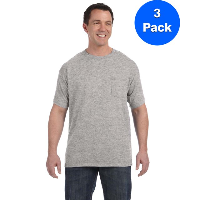 Hanes Men's Authentic-T Pocket T-Shirt - H5590 (Pack Of 3)