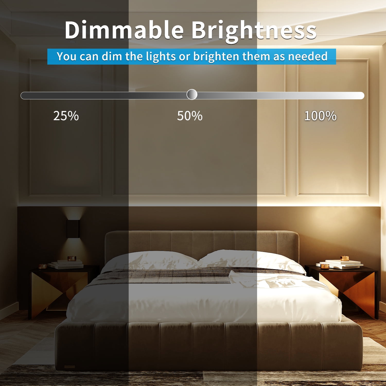 50 FT COB LED Strip Lights Warm White Dimmable DC 24V 3000K Flexible LED Tape Light for Bedroom, with Remote and app Control LED Tape Lights,f