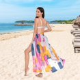 thumbnail image 6 of FORMRS Womens Long Sarong Beach Wrap Semi-Sheer Bikini Skirt Bathing Swimsuit Cover Up, Art Geometric, 6 of 7