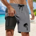 thumbnail image 2 of Board Shorts Men Swim Trunks With Compresssion Liner Inseam Board Shorts With Pockets Short Running Homme Grey XL, 2 of 4