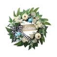 thumbnail image 3 of Corona de eucalipto artificial de 50 cm, ideal para primavera y verano, ideal para puerta de entrada, decoración de ventanas del hogar., 3 of 9