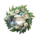 thumbnail image 4 of Corona de eucalipto artificial con letrero de bienvenida de madera, guirnalda verde primaveral para puerta de entrada y decoración de ventanas., 4 of 8