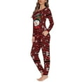 thumbnail image 3 of Renewold Cute Snowman Snowflake Long Sleeve Pajamas Set for Women Size 3XL Christmas Red Black Stripes Long Sleeve Shirt Home Wear Loose Daily Wear Clothing, 3 of 5