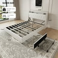thumbnail image 6 of Bellemave PU Leather Upholstered Bed Frame Queen Size with 4 Storage Drawers Noise-reduced Queen Size Bed Frame with Bookcase Headboard and Charging Station (Queen, White), 6 of 9