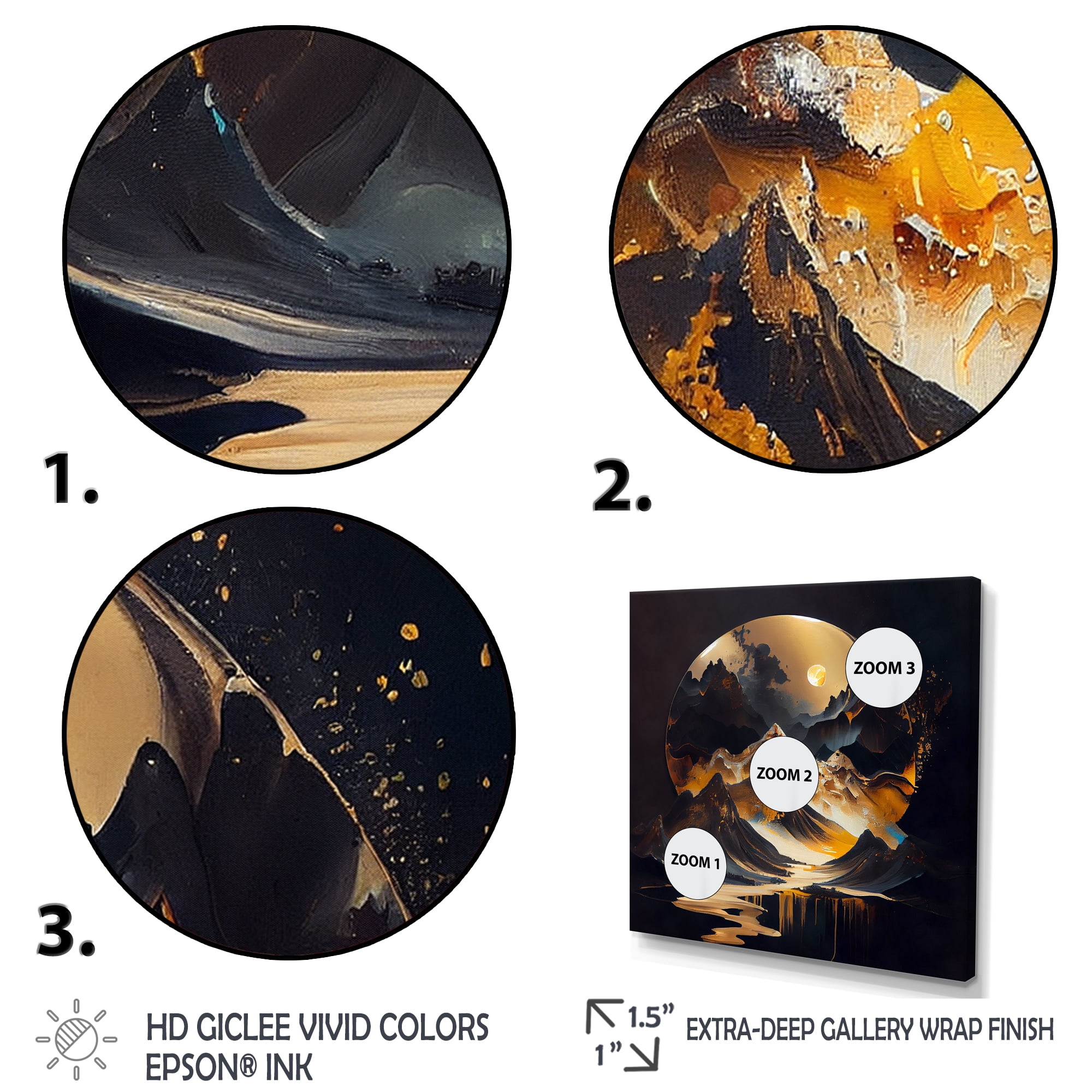 Designart Black And Gold Mountain Landscape II Canvas Wall Art