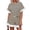 Beige, variant on Short Sleeve Stripe Print Women 2 Piece Sets Ruffle Shirt and Shorts Outfit
