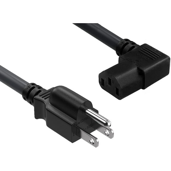 Cable Leader 15 ft 18 AWG Universal Right Angle Power Cord NEMA 5-15P to IEC320 C13R
