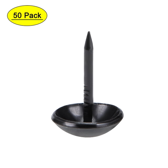 Clavos de tapicería Uxcell 0.43''x0.67'' redondos, pinchos de pulgar, hierro negro, 50 piezas