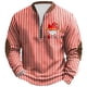 thumbnail image 2 of Ceisia Men's Red-White Stripe Jester Graphic Half-Zip Long Sleeve Top Gifts, 2 of 6