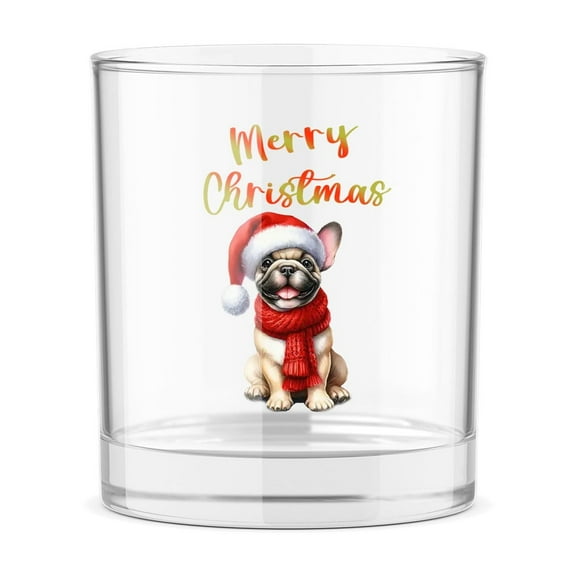 Merry Christmas French Bulldog Enjoys Woofmas Winter Xmas Holiday 11oz Whiskey Glass Mug Dog Lover Gifts Whiskey Cocktail Glasses Cup - 02022