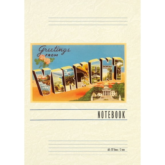 Vintage Lined Notebook Greetings from Vermont, (Paperback)