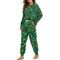 thumbnail image 4 of HELLHERO Christmas Pajama Pants Light Printed Sleepwear Crewneck Loungewear Soft 2 Piece Pjs Set Long Sleeve Tops Jogger Pants Pajama Sets, 2XL, 4 of 5