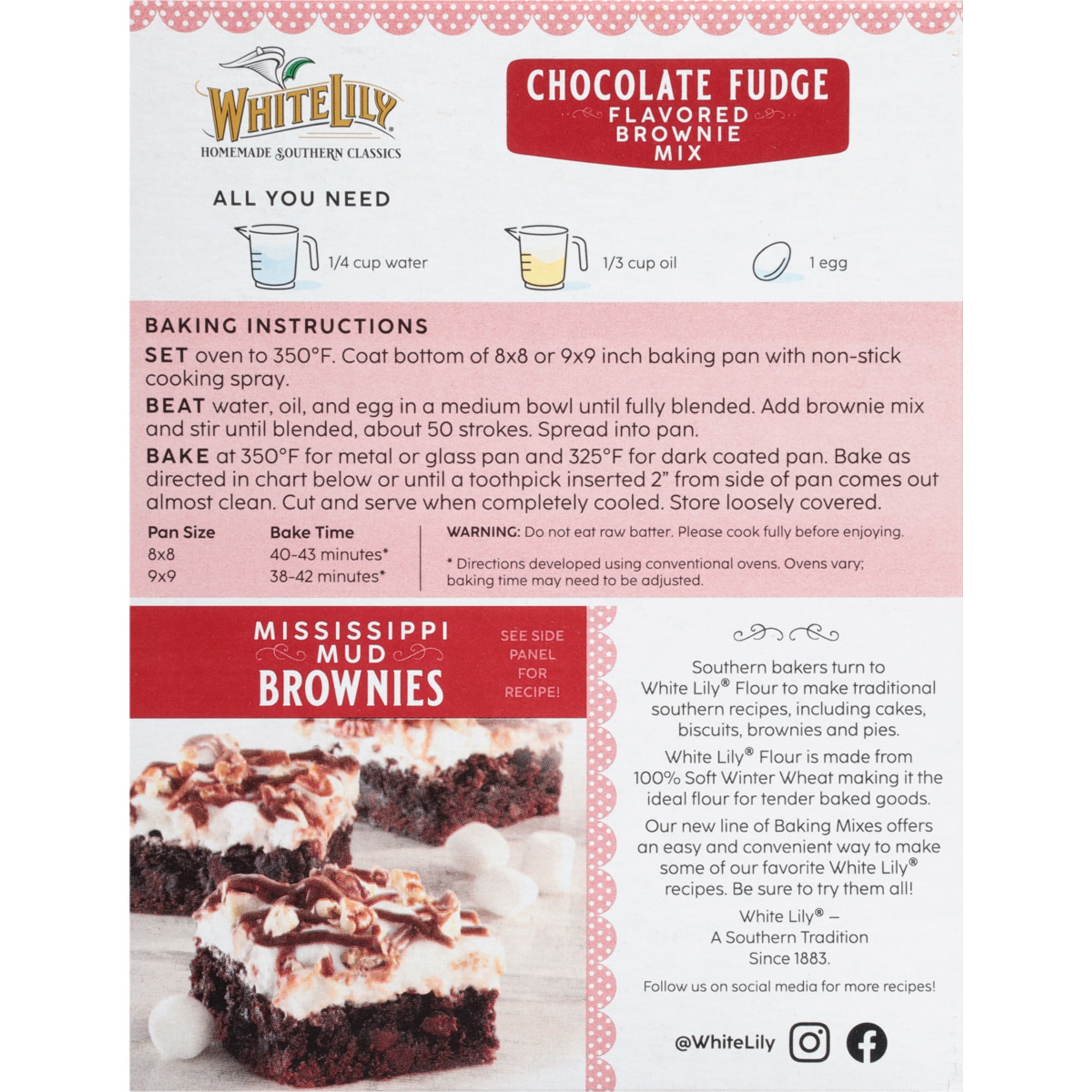 (6 pack) White Lily Chocolate Fudge Brownie Mix, 18 oz Box
