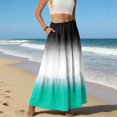 thumbnail image 5 of LWavelet Women Ombre Tiered Maxi Skirt Elastic High Waist With Pockets Casual Long Skirt White 2XL, 5 of 6