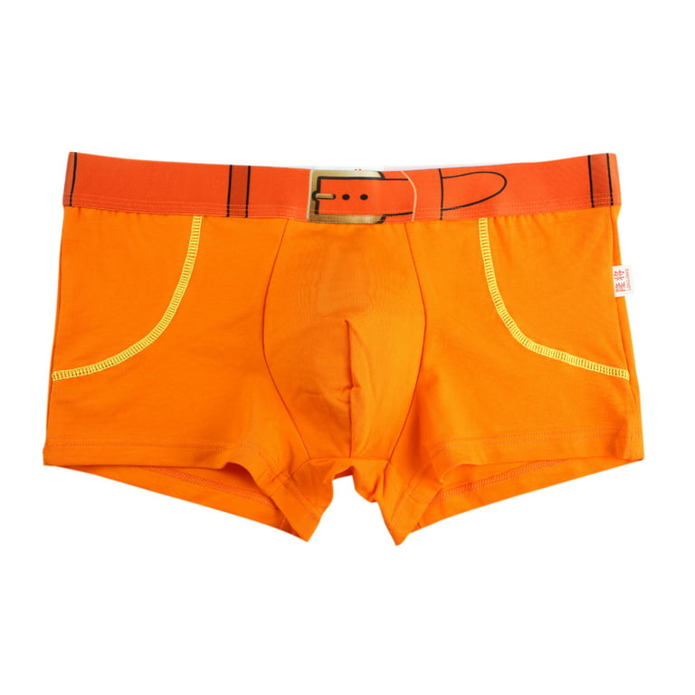 Pimfylm Cotton Underwear For Men Seamless Men's Cotton Color Sport Briefs  Underwear Orange Small 