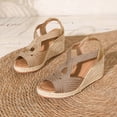 thumbnail image 4 of Wedge Sandals Women Espadrilles Casual Peep Toe Woven Slingback Wedges Heels Summer Beach Vacation Dress Shoes Gold Size 6.5, 4 of 8