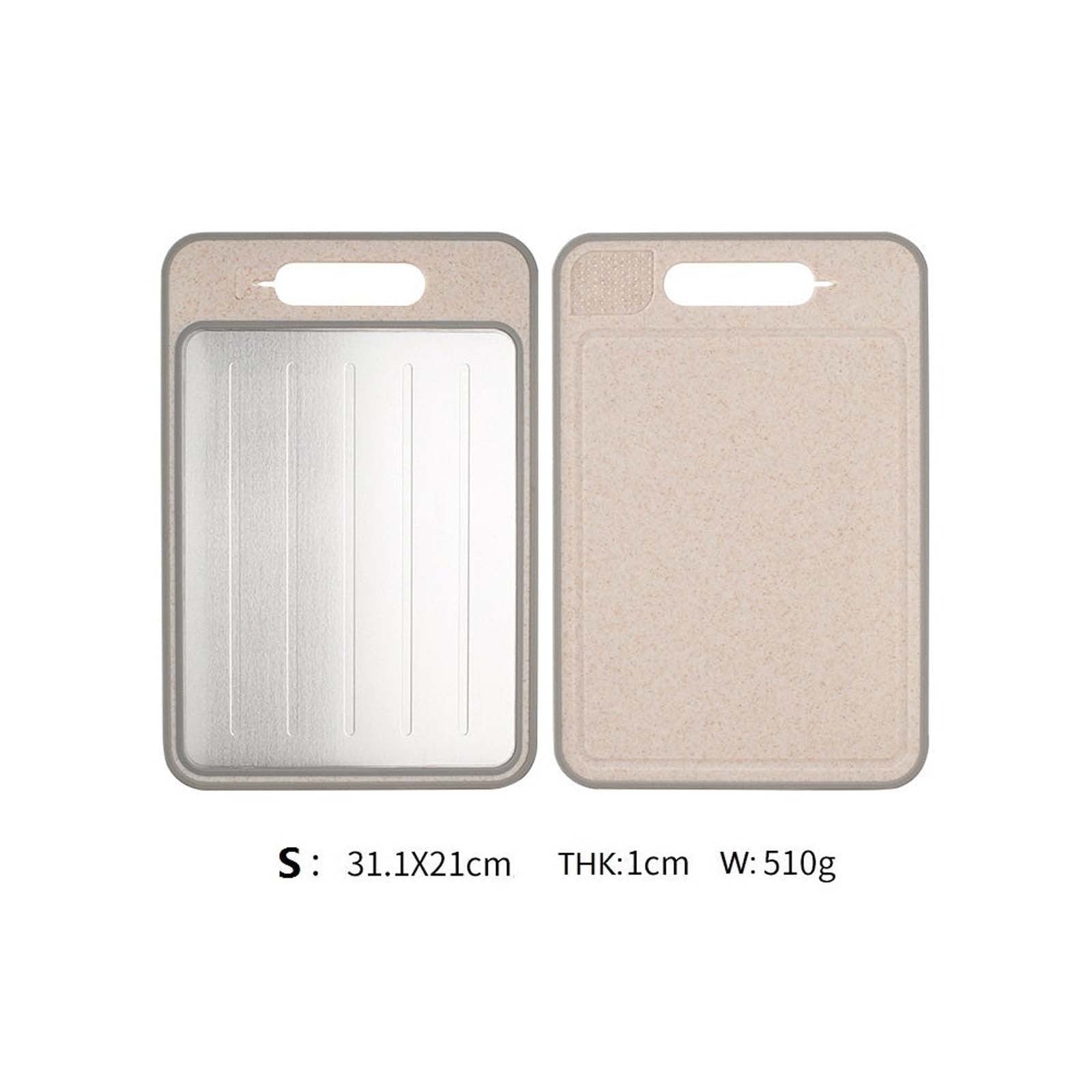 Multifunctional Chopping Board Double-Sided Aluminum Alloy Thawing Cutting Board Fast Defrosting Board with Knife Sharpening Area Kitchen Prep Board