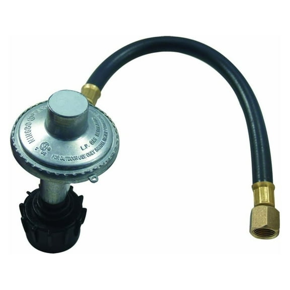BBQ Grill Hose & Regulator Replacement - 20 Inch Low Pressure LP Gas Grill Hose with Brass Fittings - Universal Grill Replacement Parts for Type 1 Connectors Black