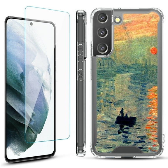 Shockproof Bumper Phone Case for Samsung Galaxy S22  / S22 Plus 5G, with Tempered Glass Screen Protector, by OneToughShield ® - Sunrise Impression