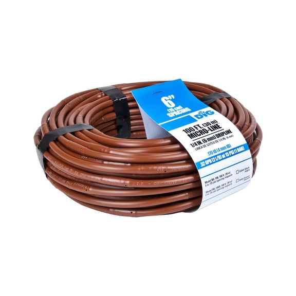DIG - 1/4-Inch x 100-Feet Irrigation / Hydroponics Dripline with .52 GPH, 6-Inch Emitter Spacing (Brown)
