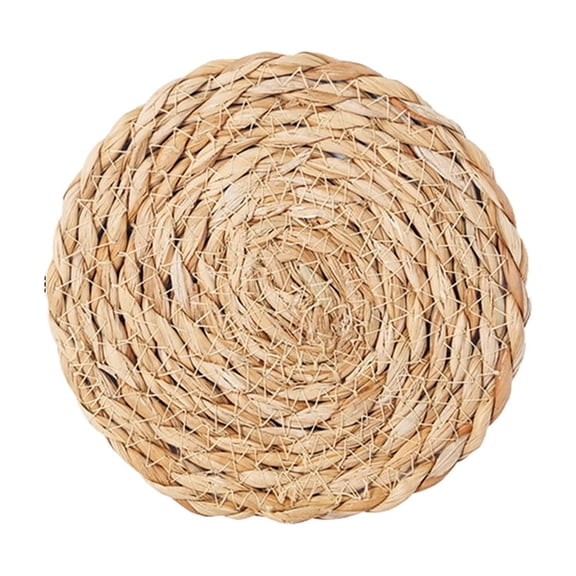 Eguiwyn Natural Handwoven Waterproof Placemats, Heat Resistant Table Protector for Dining, Kitchen, Restaurant Decor, Cattail Woven Placemat 15cm