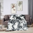thumbnail image 6 of ZNDUO Lightweight Microfiber Bed Blanket, Ink Tie-dye Text Pattern Super Soft Flannel Cozy Throw Blankets, 60"x50", 6 of 8