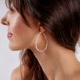 thumbnail image 3 of Humble Chic Rhinestone Hoop Earrings For Women - Silver CZ Teardrop Hoops - 2 inch, 3 of 9