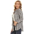 thumbnail image 4 of Womens Tops 3/4 Sleeve Button Down Shirts Cotton V Neck Swiss Dot Blouse Casual Work Shirt(Heibaige 2XL), 4 of 6