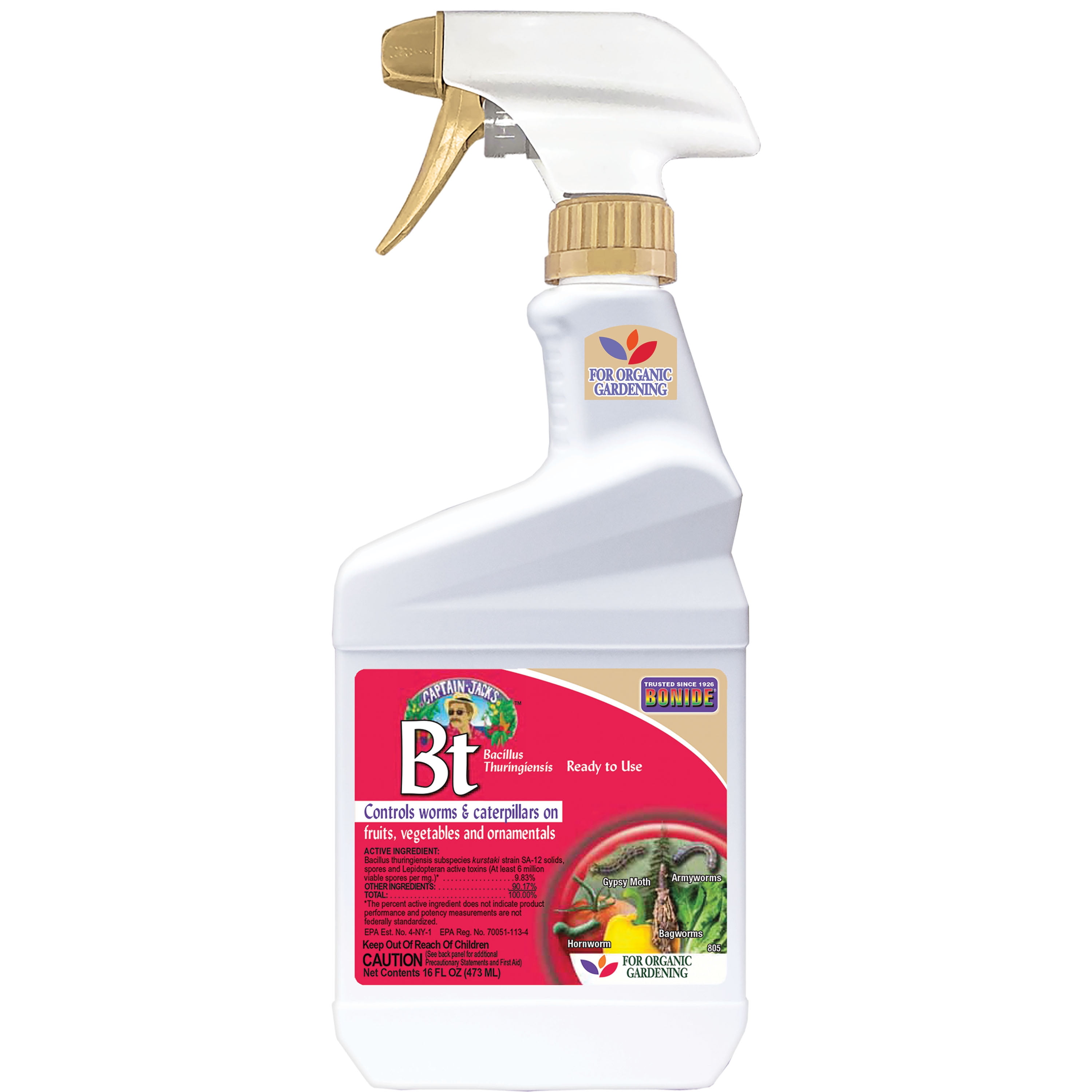 Bonide 16 oz. Captain Jacks Bt Thuricide Ready-to-Use Spray, Kills Leaf Eating Worms and Caterpillars